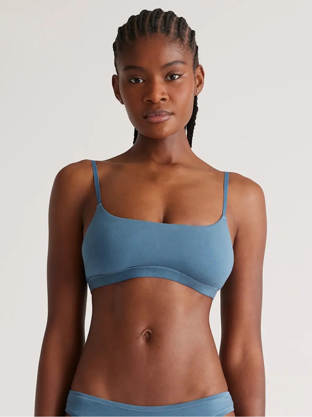 NWOT QUINCE 2 Pack Organic Cotton Scoop Bralettes Medium Ocean 1047